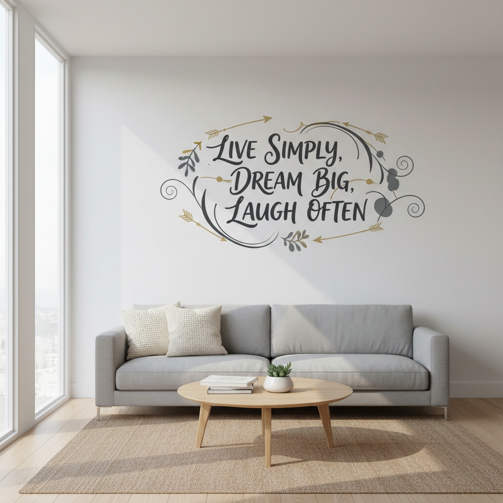 Custom vinyl wall decal in modern living room