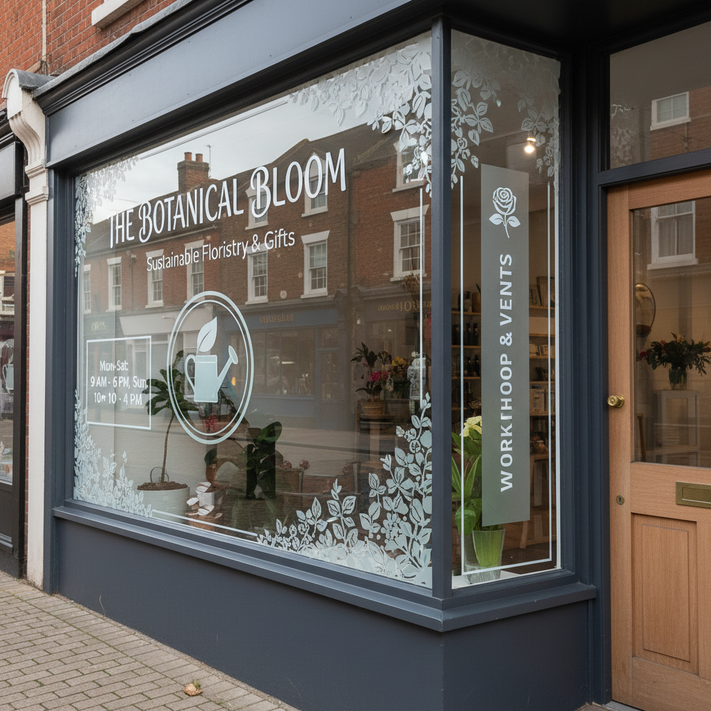 Professional window graphics on British shop front