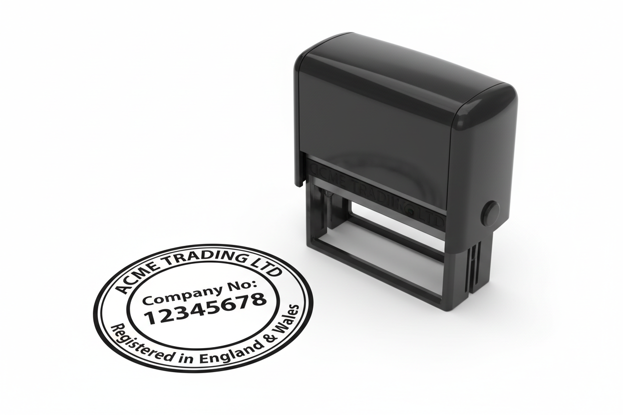 Official company registration stamp with company name and registration number