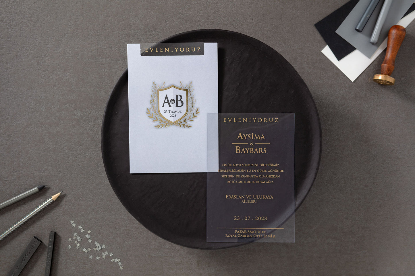 Modern Minimalist Floral Wedding Invitation Suite