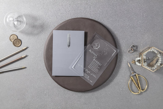 Elegant Vertical Lace Wedding Invitation Suite