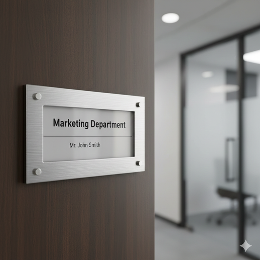 Brushed Aluminium Office Name Plate