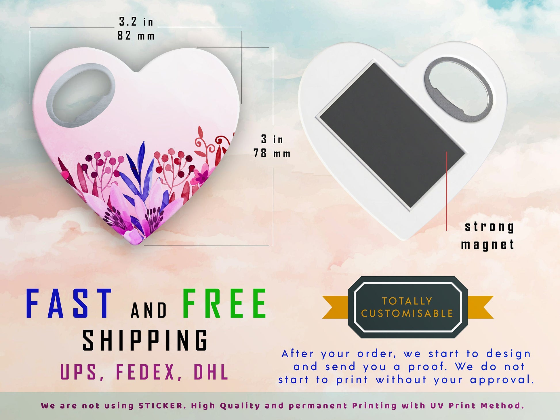 Heart Wedding Favor Bottle Opener Magnet: Personalized Thank You Gift - Image 7