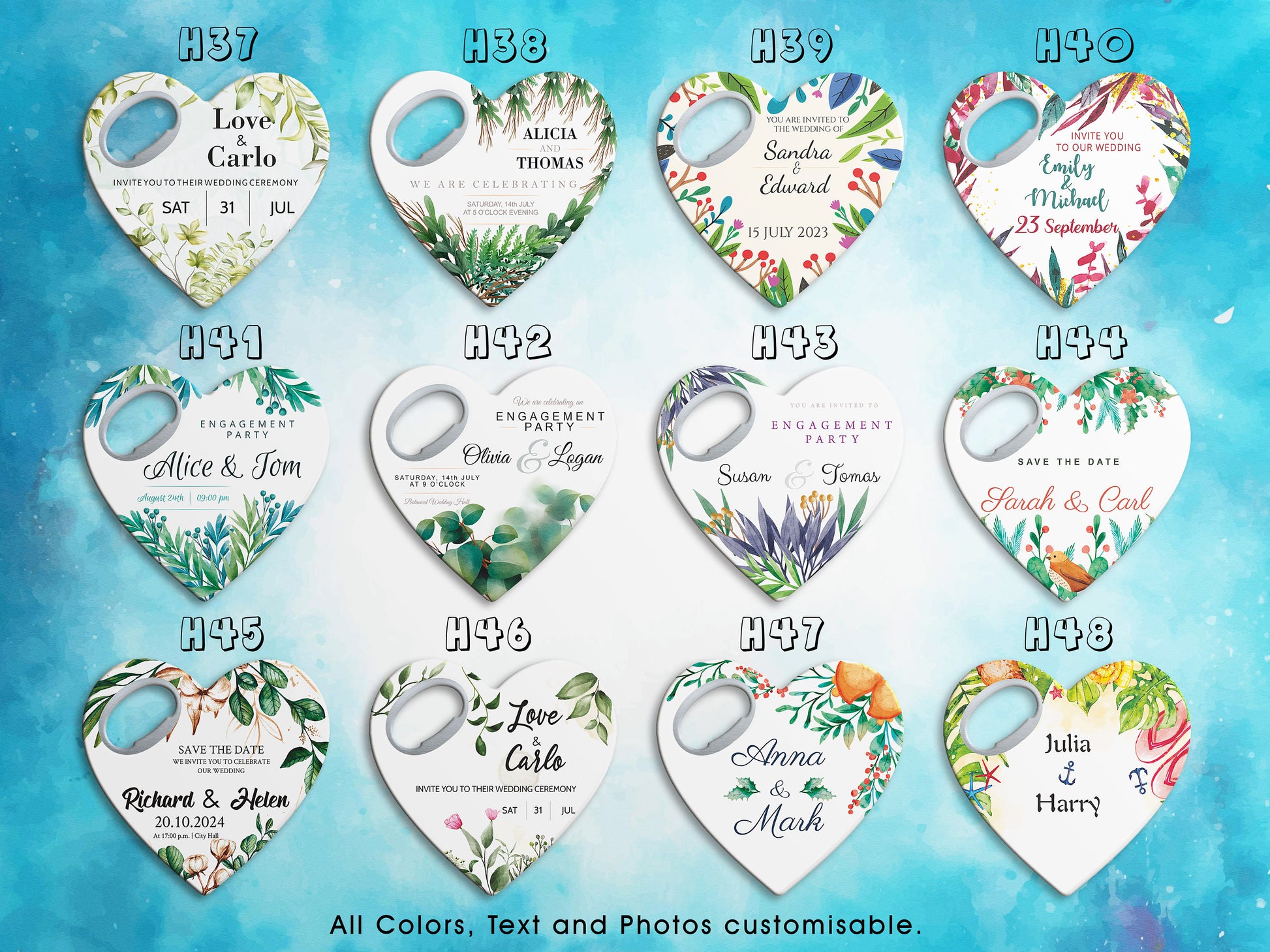 Heart Wedding Favor Bottle Opener Magnet: Personalized Thank You Gift - Image 5