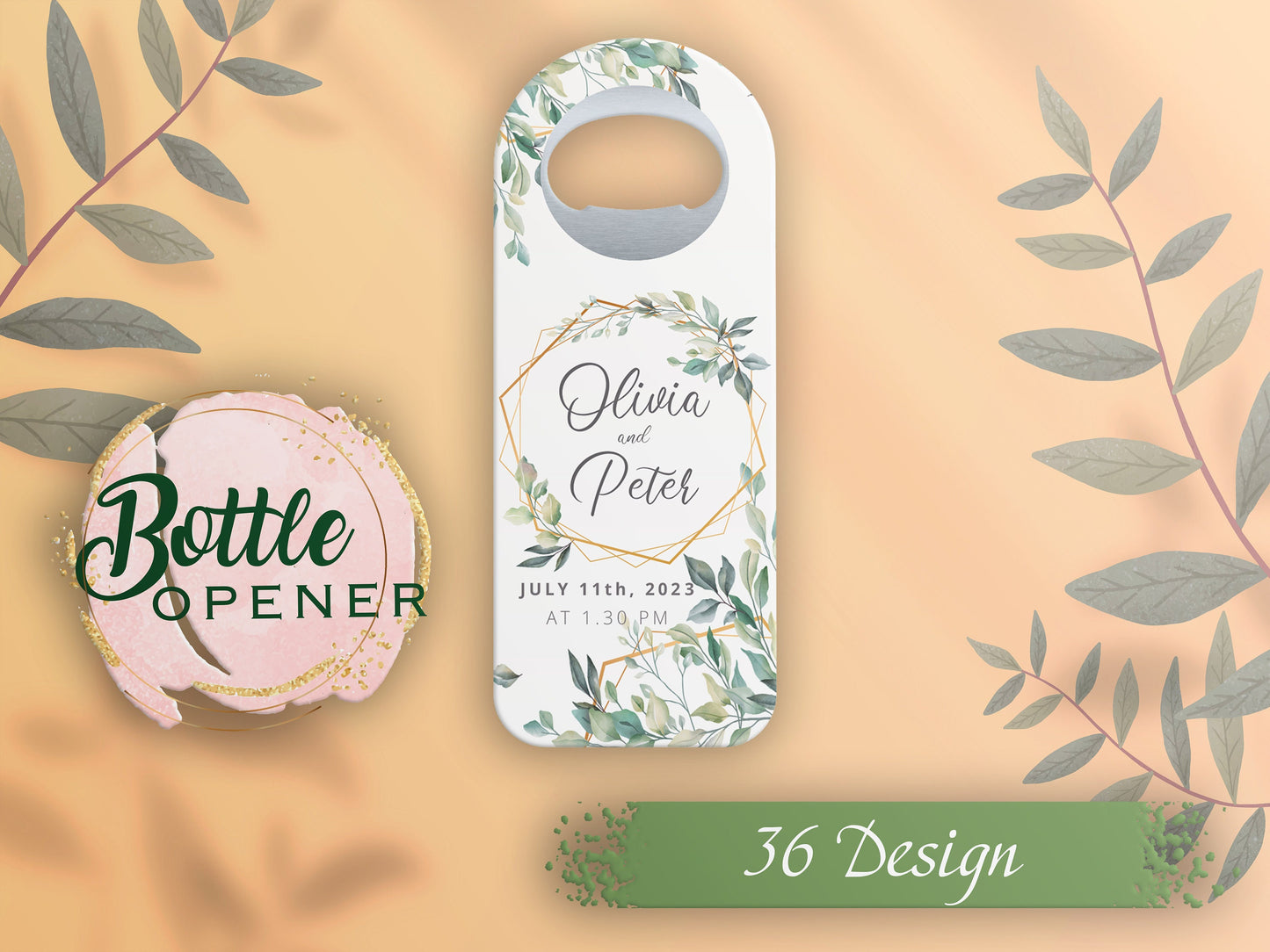 Custom Wedding Bottle Opener Magnet: Personalized Engagement Favor - Image 1