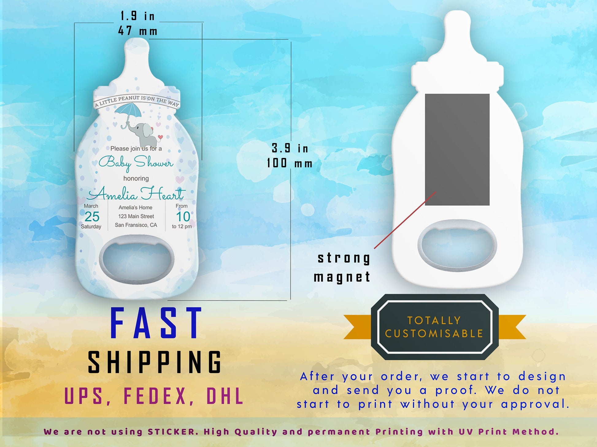 Custom Baby Shower Bottle Opener Magnet Favors - Image 4