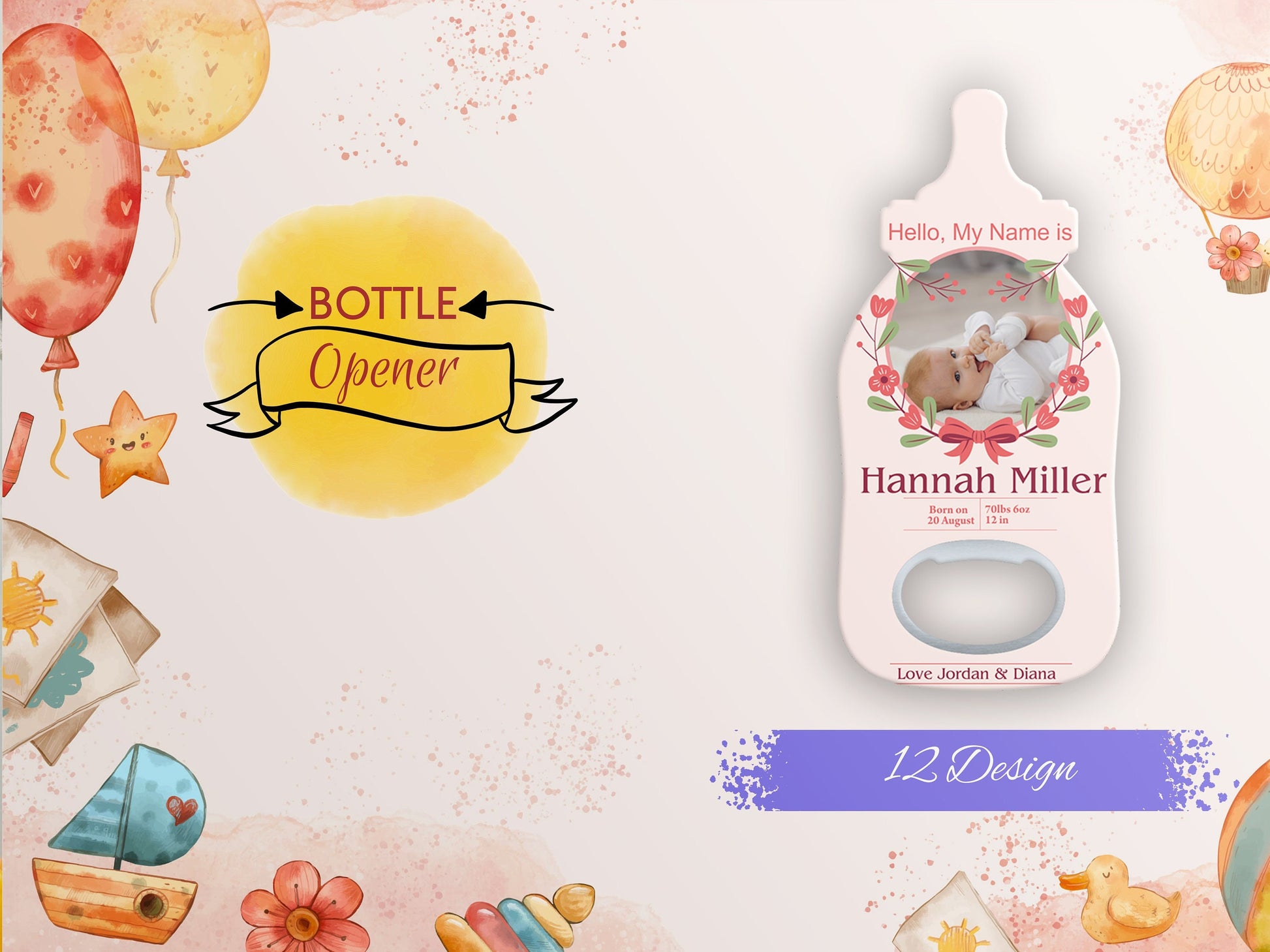 Custom Baby Shower Bottle Opener Magnet Favors - Image 1