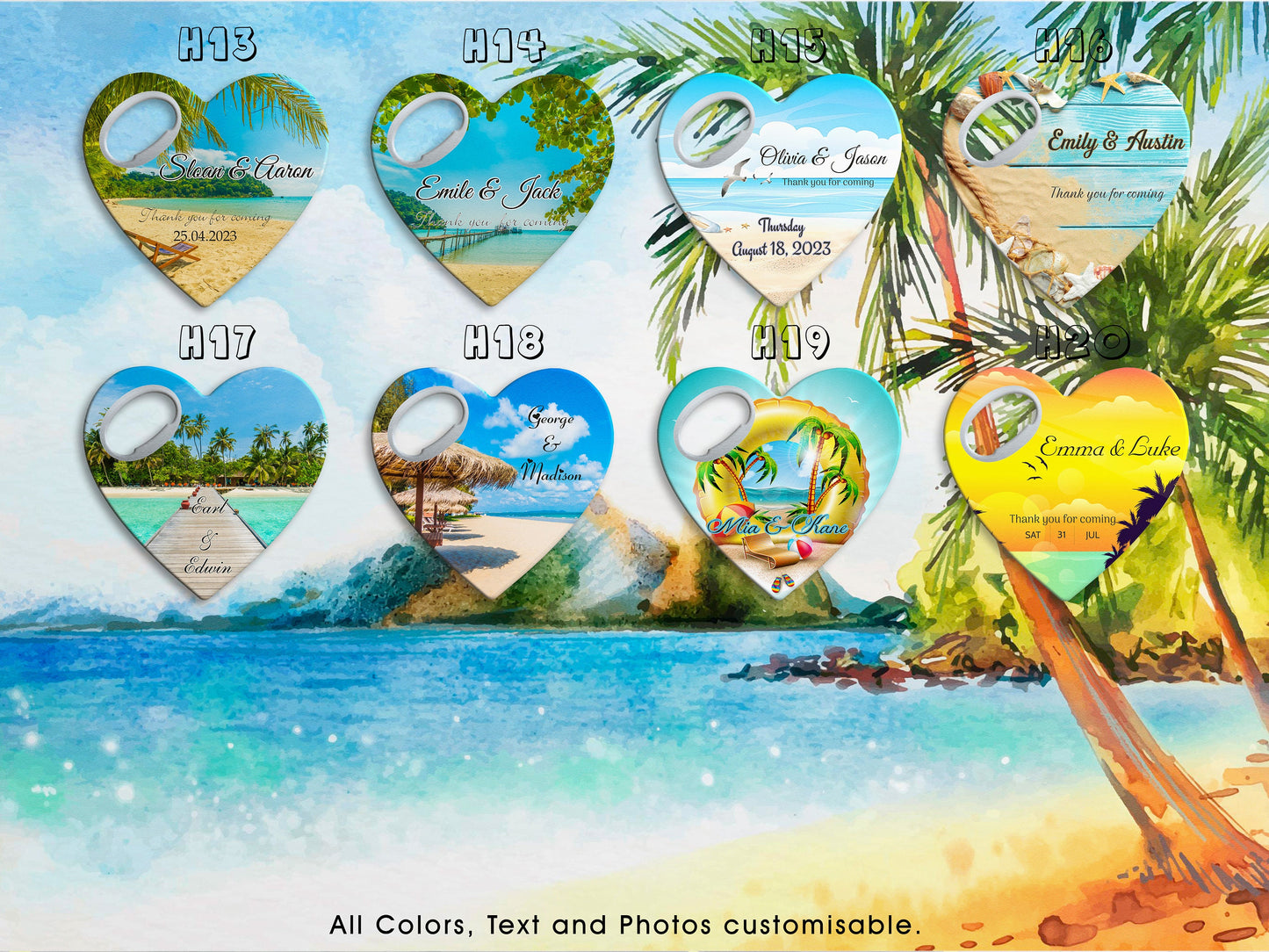 Custom Heart Bottle Opener Magnet: Beach Wedding Favors - Image 3