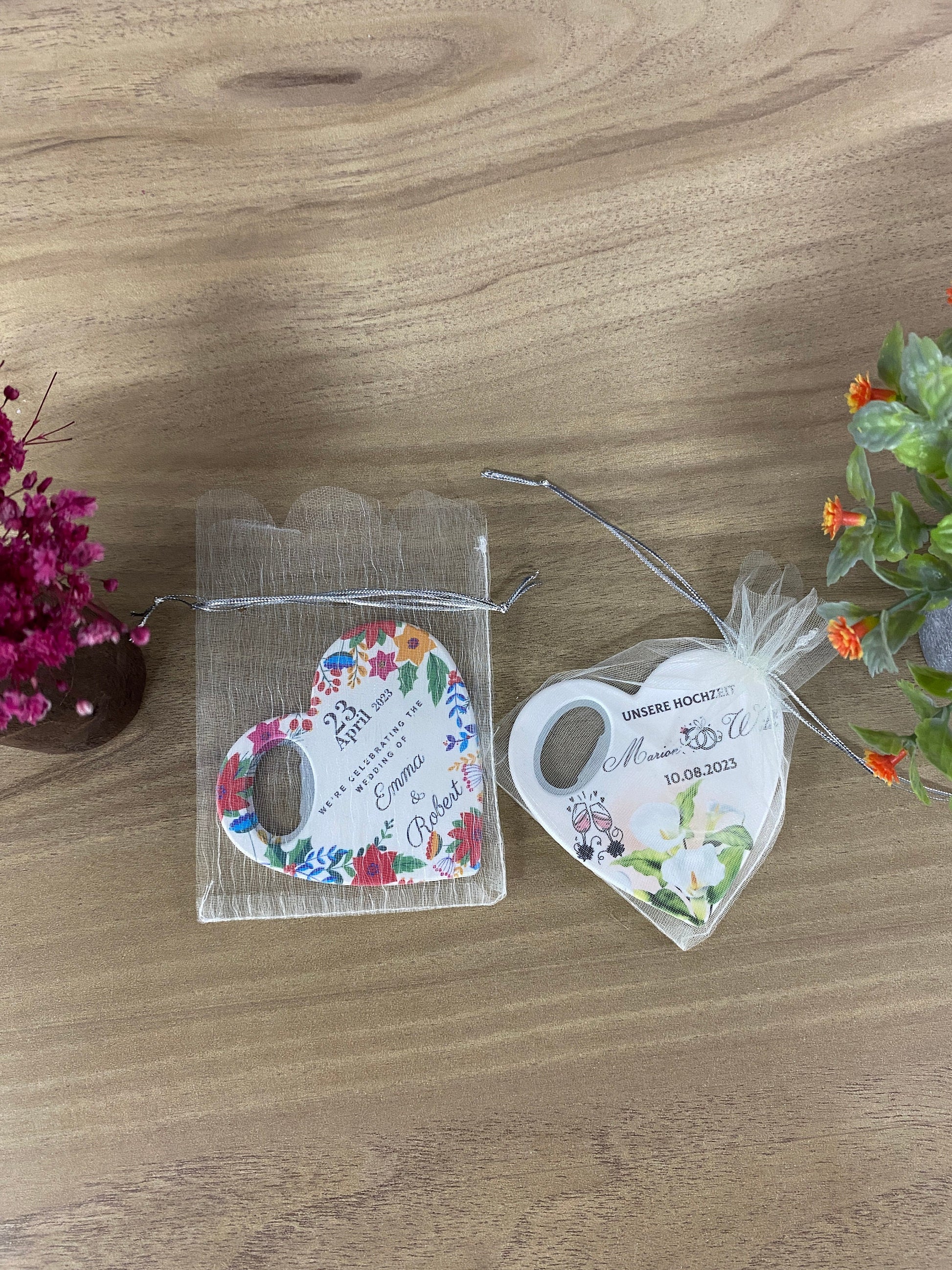 Heart Wedding Favor: Personalized Bottle Opener Magnet - Image 6