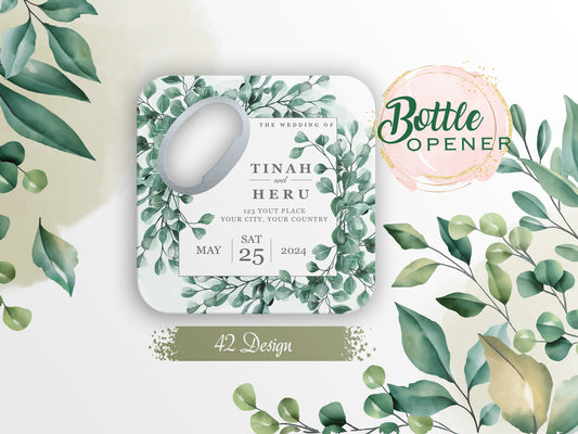 Personalized Square Wedding Bottle Opener Favors: Bulk Bridal Shower Gifts - Image 1