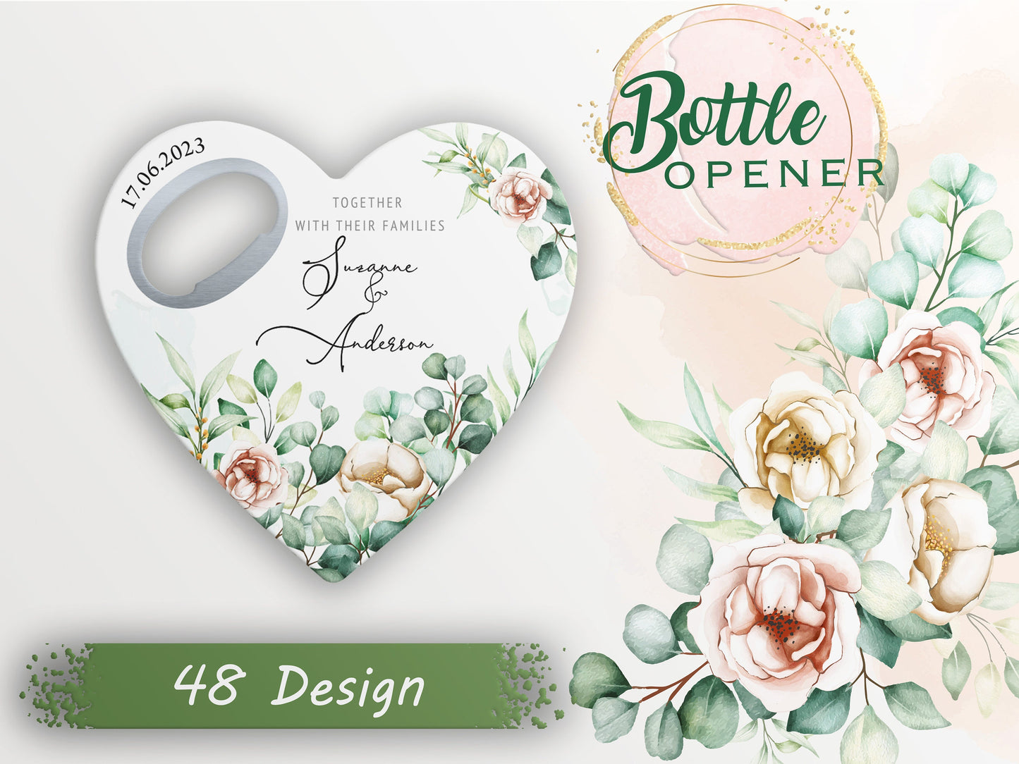 Personalized Heart Bottle Opener Wedding Favors: Bulk Bridal Shower Gifts - Image 1