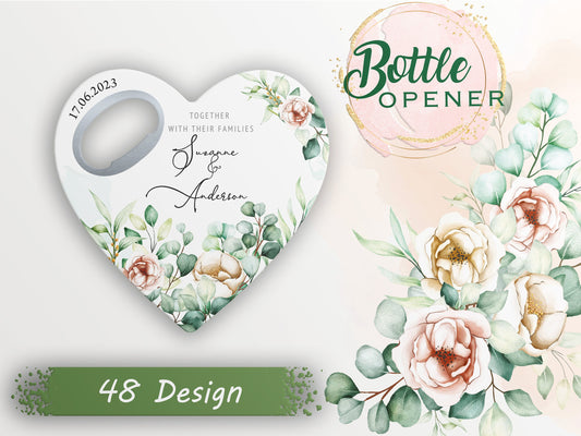 Personalized Heart Bottle Opener Wedding Favors: Bulk Bridal Shower Gifts - Image 1