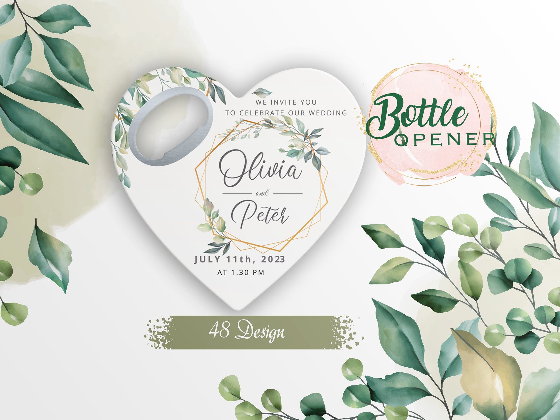 Heart Save The Date Magnet: Custom Floral Wedding Favor - Image 1