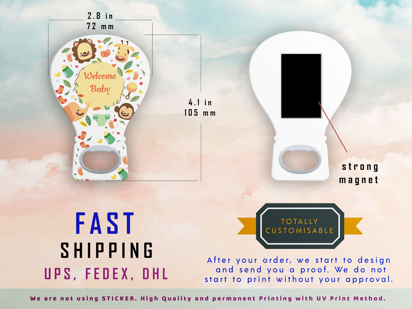 Personalized Baby Shower Magnet Favors: Balloon Design Bottle Opener - Image 5