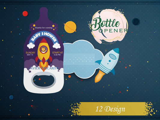 Custom Baby Shower Magnet Favors: Bottle Opener, Baby Boy Decorations - Image 1