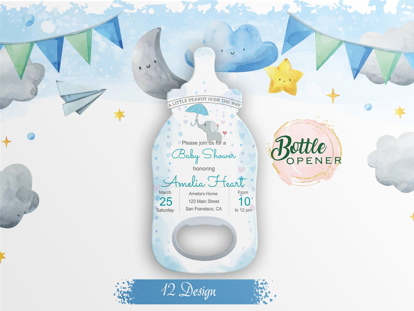 Baby Shower Favors: Customized Bottle Opener Magnet - Image 1