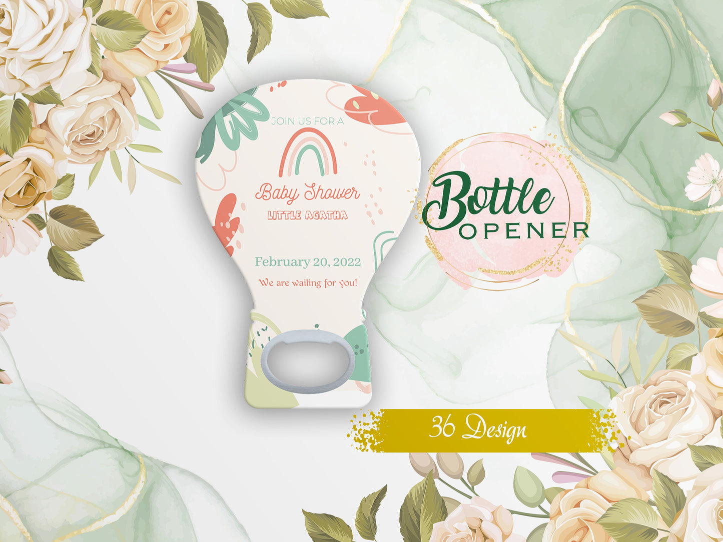 Hot Air Balloon Magnet Bottle Opener: Customizable Baby Shower Favor - Image 1