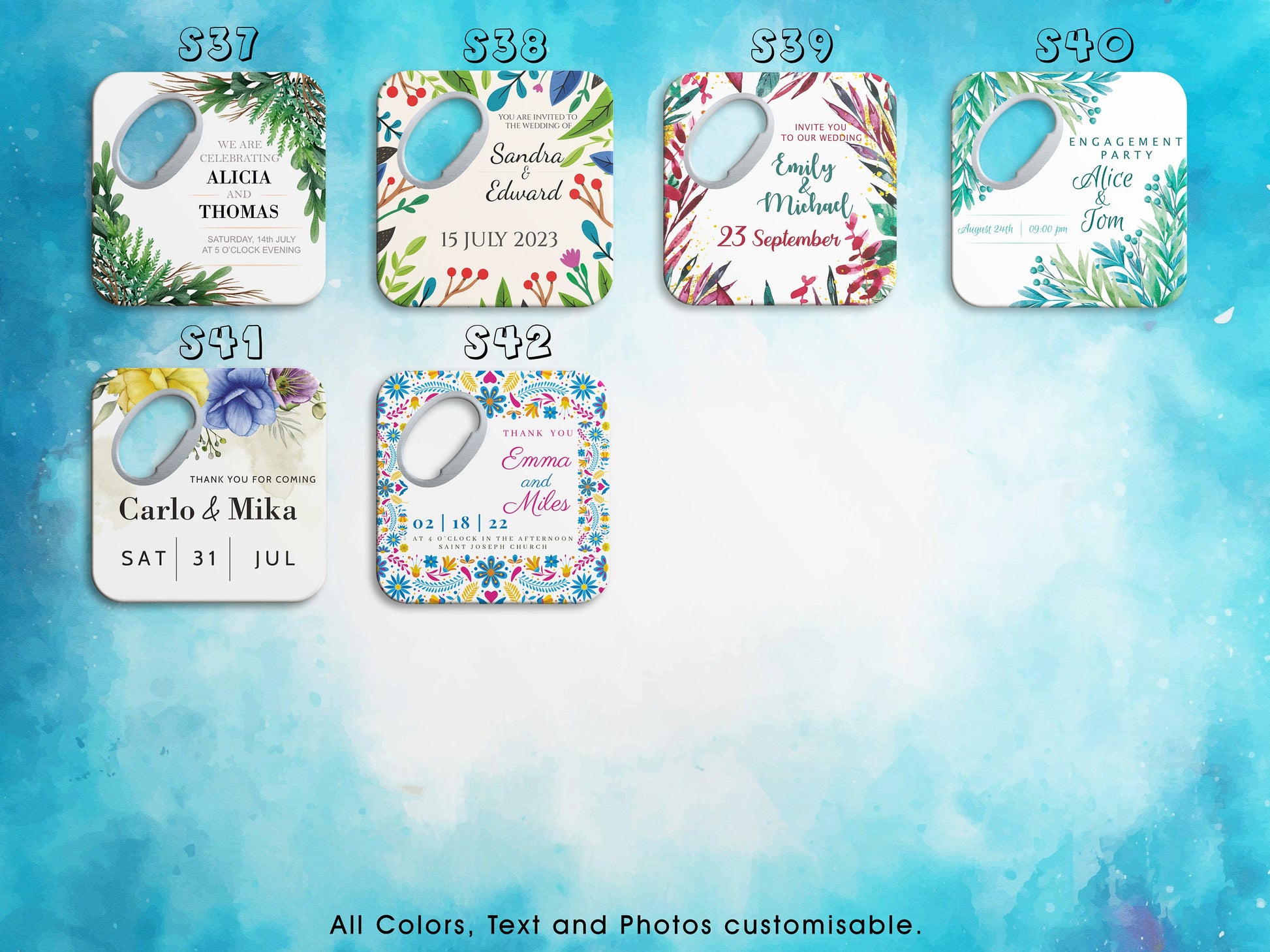 Personalized Square Wedding Bottle Opener Favors: Bulk Bridal Shower Gifts - Image 5