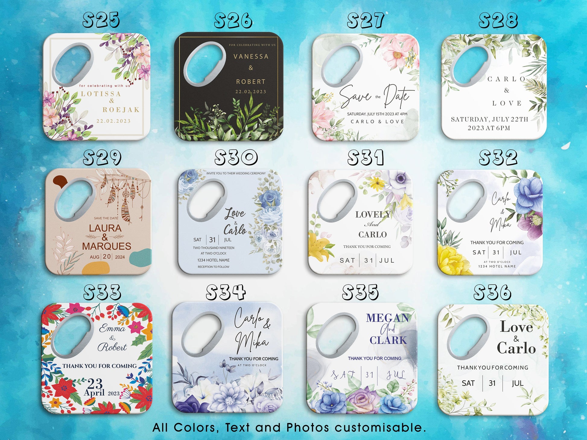 Personalized Square Wedding Bottle Opener Favors: Bulk Bridal Shower Gifts - Image 4