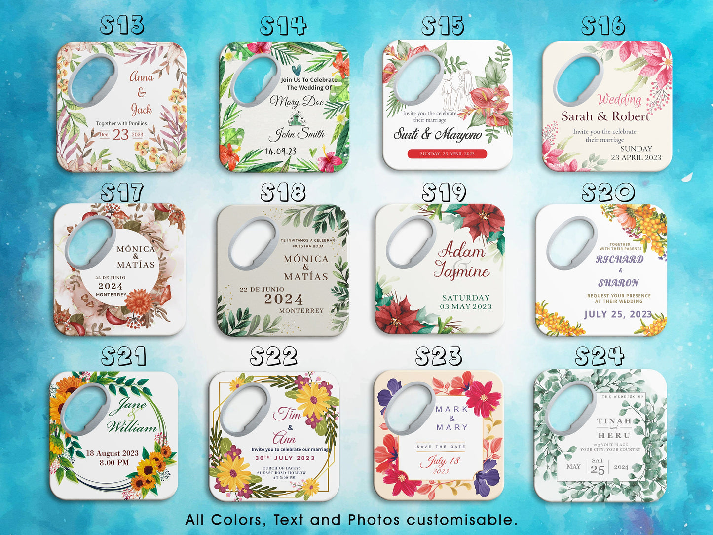 Personalized Square Wedding Bottle Opener Favors: Bulk Bridal Shower Gifts - Image 3