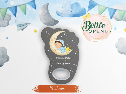 Footprint Magnet Bottle Opener: Personalized Baby Shower Favor - Image 1