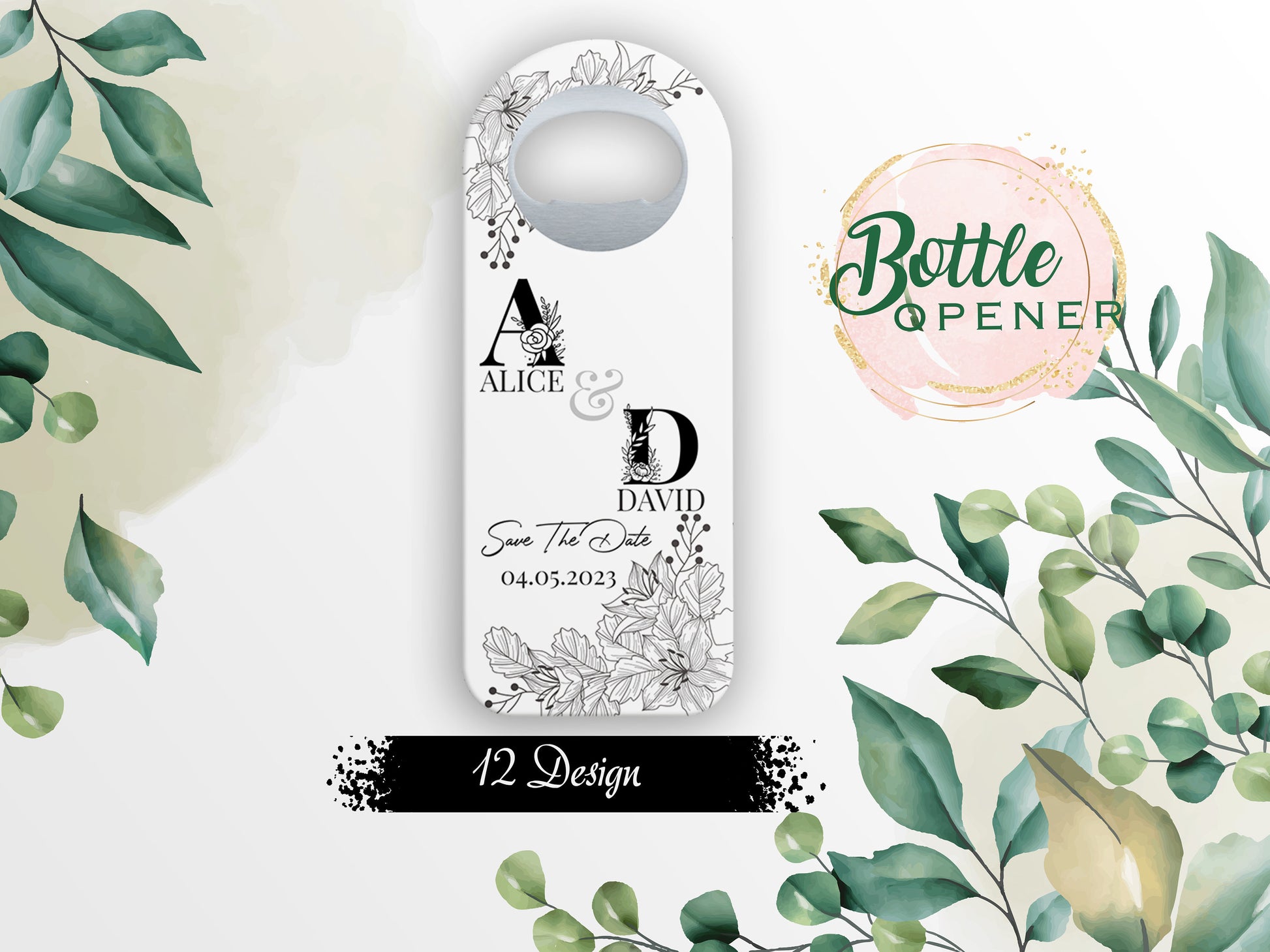 Customizable Wedding Favor: Rectangle Magnetic Bottle Opener, Save The Date - Image 1