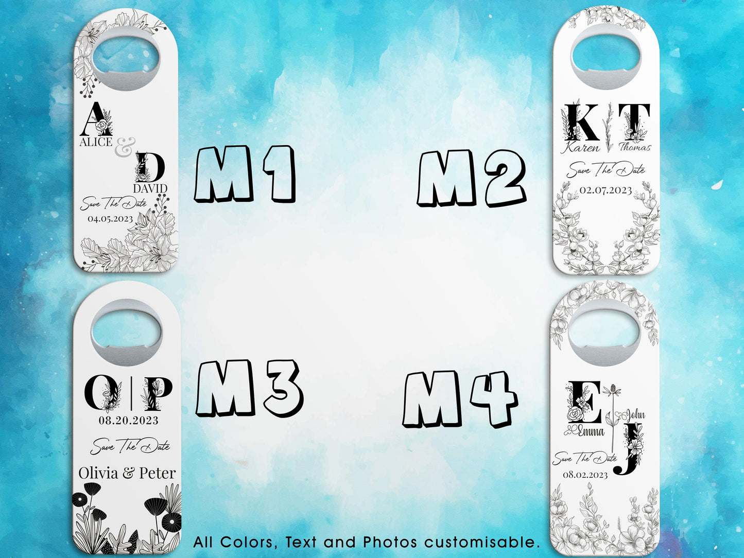 Personalized Rectangle Bottle Opener Magnet Wedding Favors - Image 2