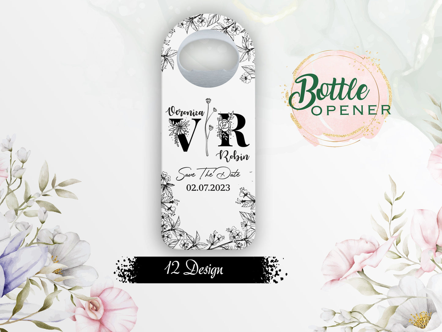 Personalized Rectangle Bottle Opener Magnet Wedding Favors - Image 1