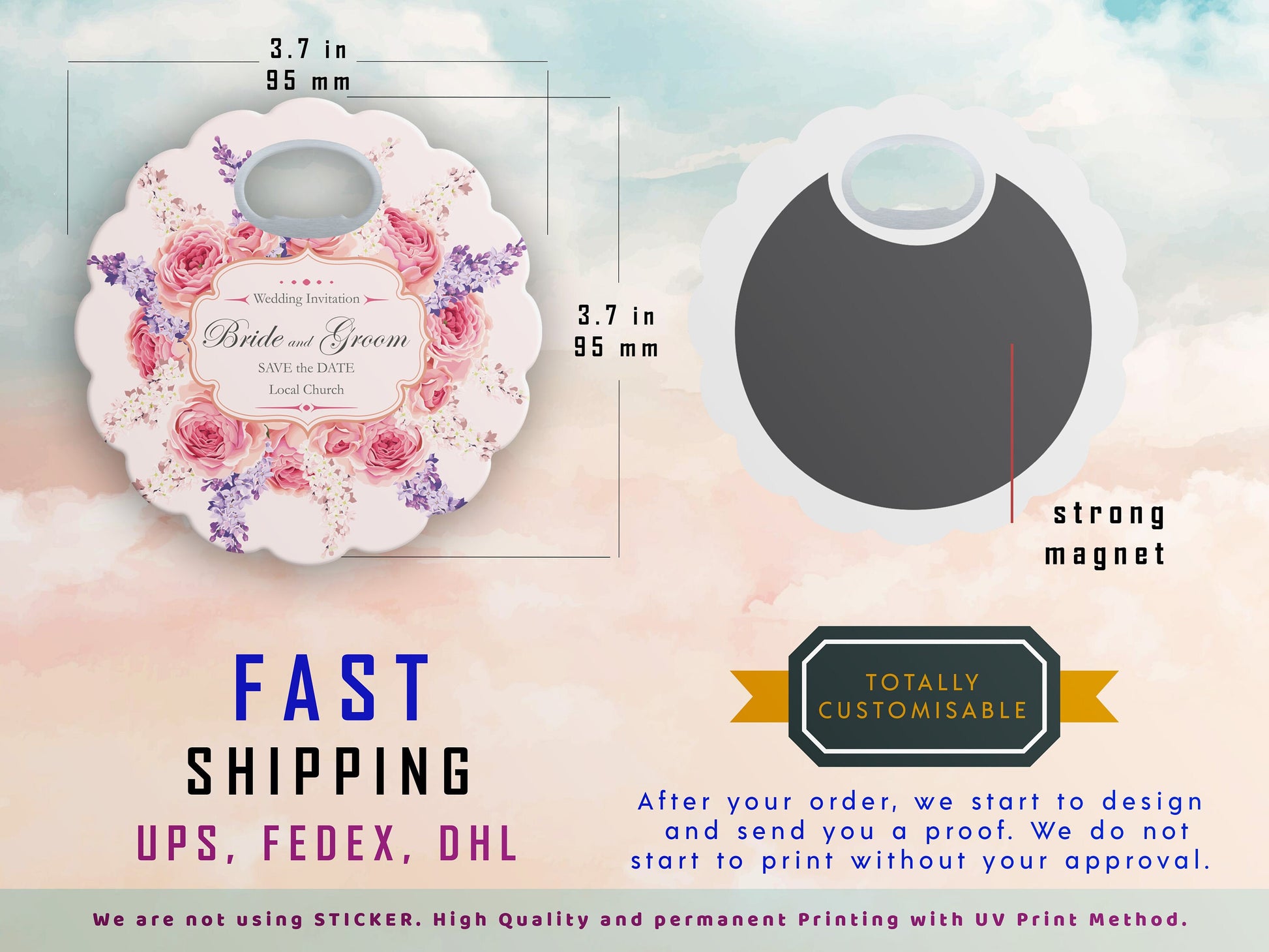 Personalized Flower Magnet Bottle Opener: Custom Wedding Favor - Image 7