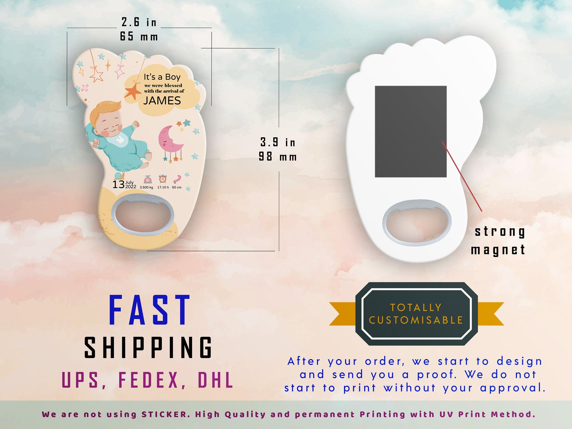 Footprint Magnet Bottle Opener: Personalized Baby Shower Favor - Image 5