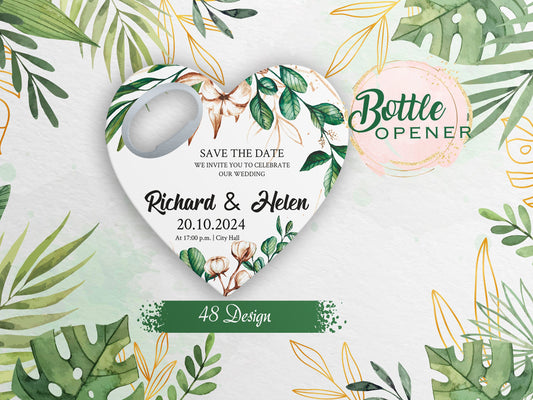 Heart Wedding Favor: Personalized Bottle Opener Magnet - Image 1