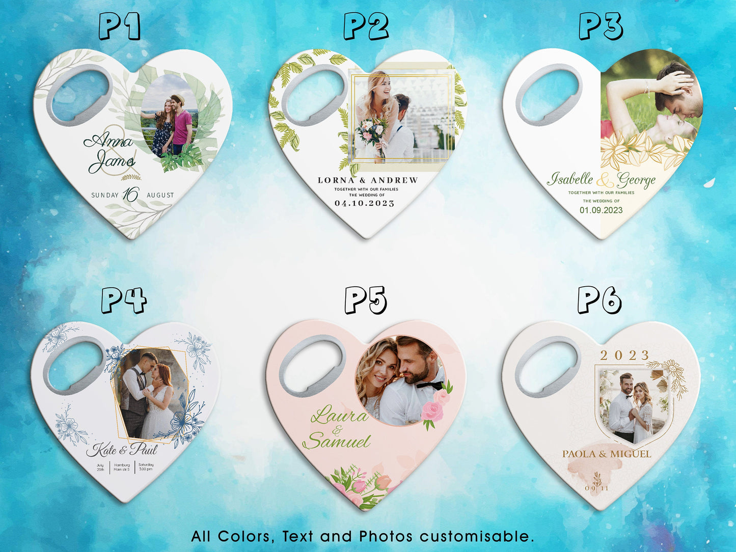 Custom Wedding Favor Bottle Opener Magnets: Bride & Groom Photo - Image 2