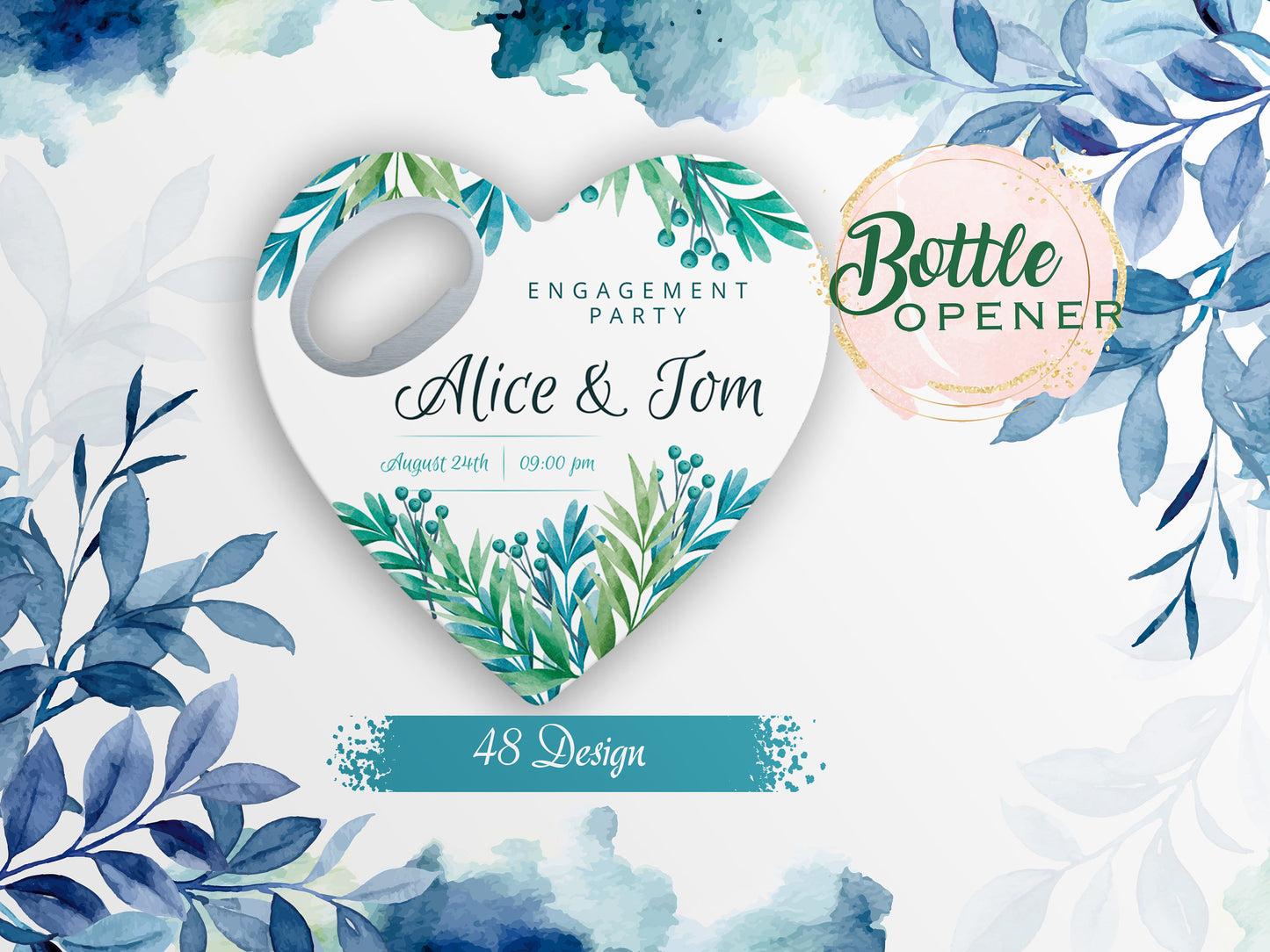 Personalized Heart Magnet Bottle Opener: Rustic Wedding Favors - Image 1