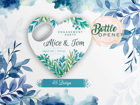 Personalized Heart Magnet Bottle Opener: Rustic Wedding Favors - Image 1