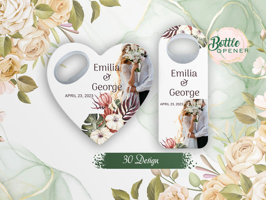 Bulk Wedding Bottle Opener: Personalized Photo Magnet Favors - Image 1
