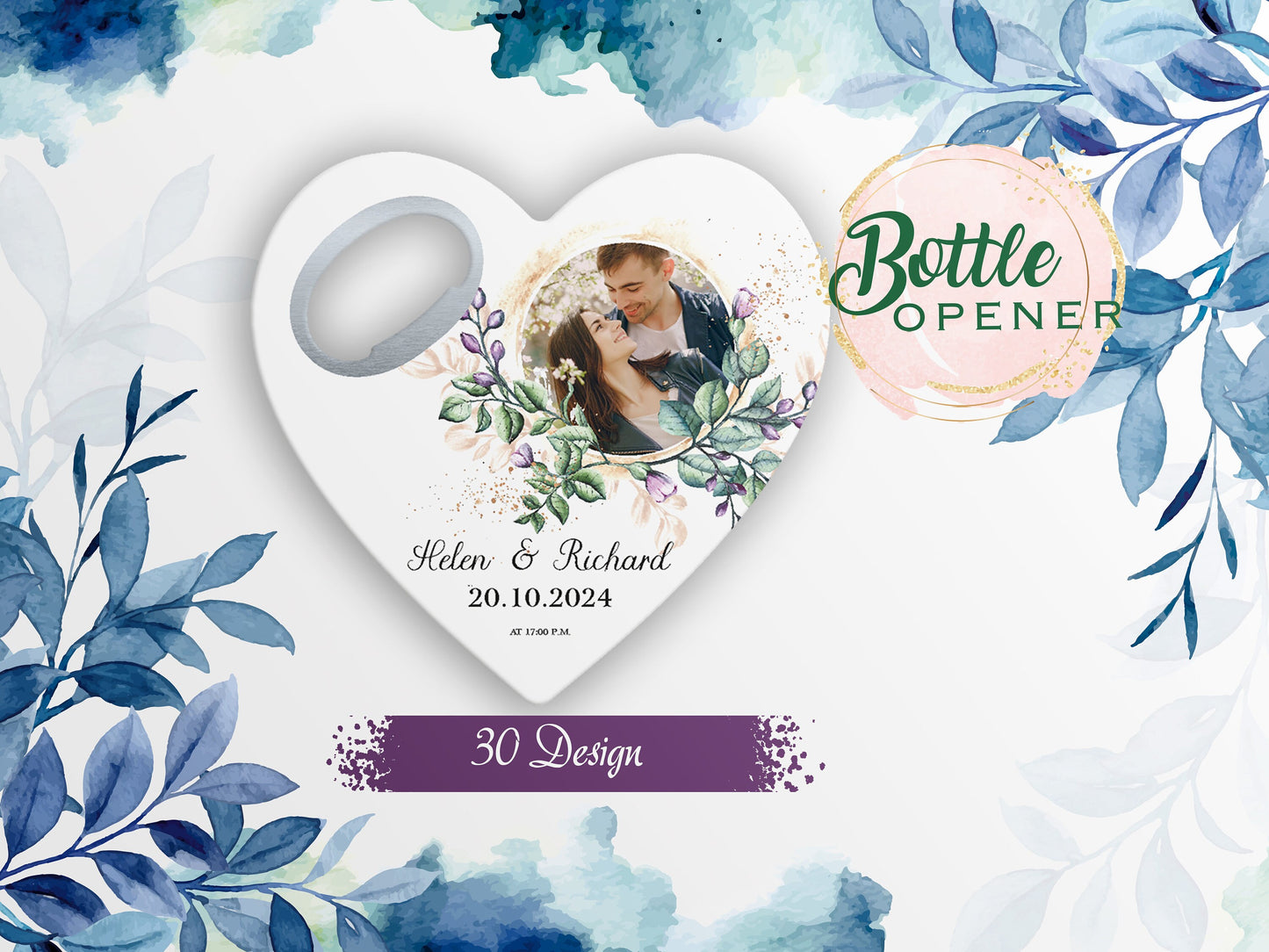 Customizable Heart Bottle Opener Magnet: Wedding Favors for Guests - Image 1