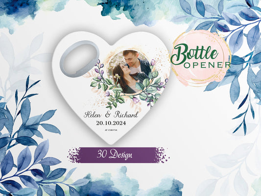 Customizable Heart Bottle Opener Magnet: Wedding Favors for Guests - Image 1