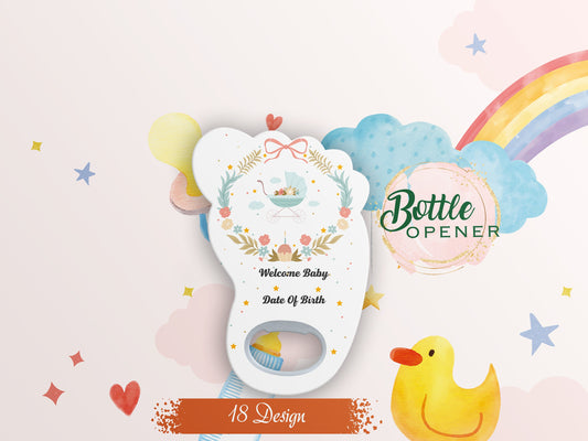 Baby Foot Bottle Opener Magnet: 1st Birthday Favor - Image 1