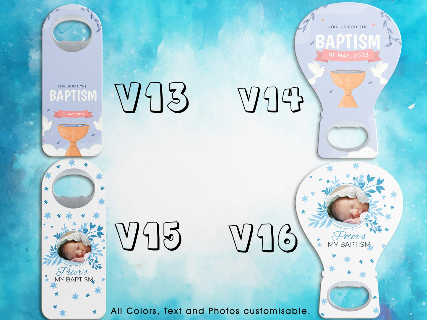 Customizable Baptism Bottle Opener Magnet: Baby Shower Favor - Image 5
