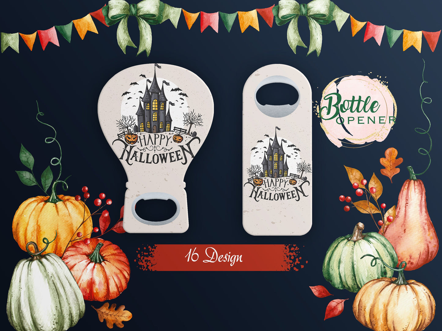 Custom Halloween Favor For Guests in Bulk , Halloween Themed Bottle Opener Magnet, Spooky Seasons - Image 1