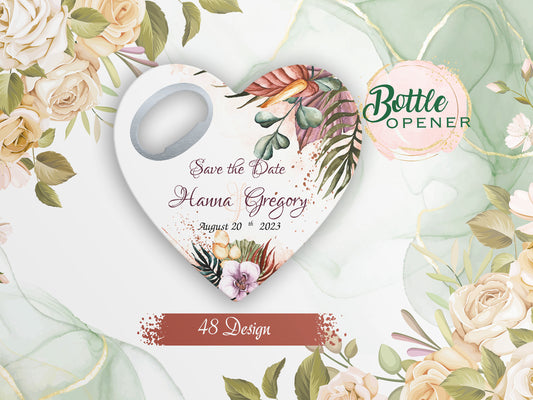 Heart Bottle Opener Wedding Favors: Personalized Magnet Party Souvenir - Image 1