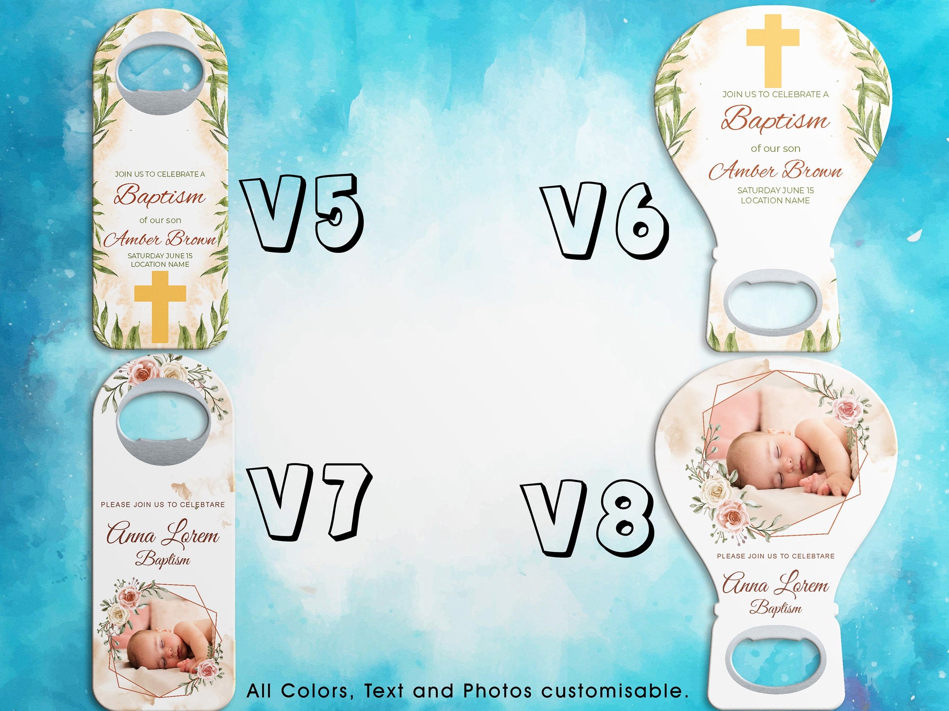 Custom Baptism Bottle Opener Favors: First Communion, Baby Shower - Image 3