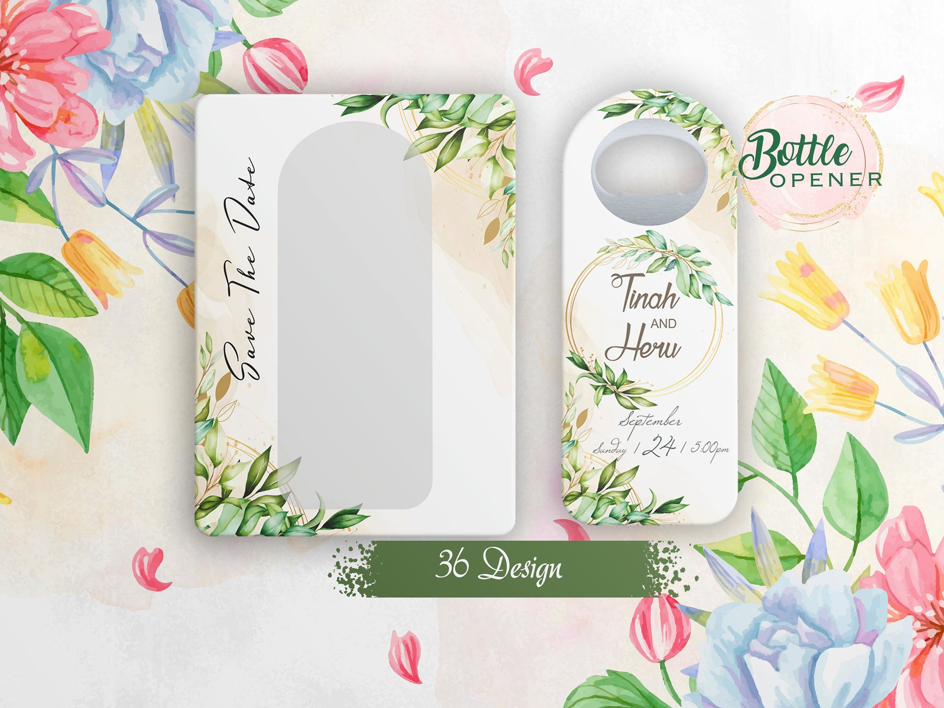 Personalized Magnet Bottle Opener Wedding Favor: Custom Rectangle Design - Image 1