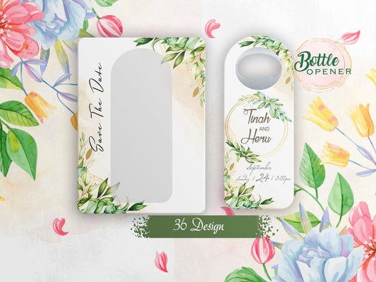 Personalized Magnet Bottle Opener Wedding Favor: Custom Rectangle Design - Image 1