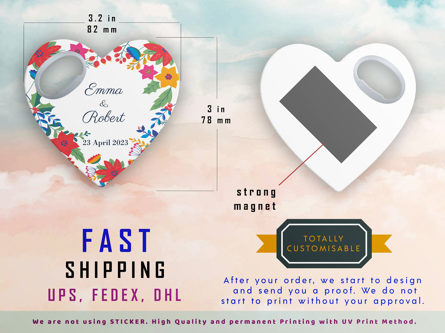 Heart Wedding Favor: Bottle Opener Magnet, Bulk Thank You Gift - Image 6