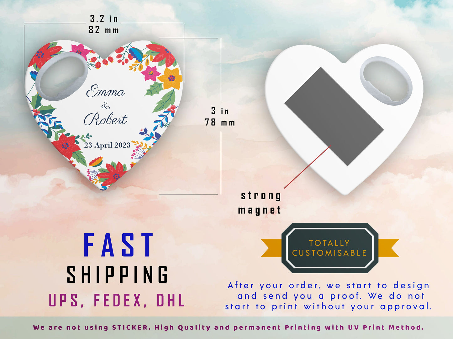 Heart Wedding Favor: Bottle Opener Magnet, Bulk Thank You Gift - Image 6