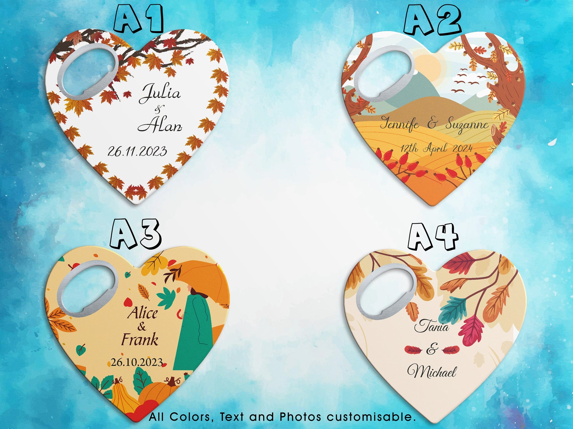 Fall Wedding Favors: Heart Bottle Opener Magnet, Personalized Keepsake - Image 2