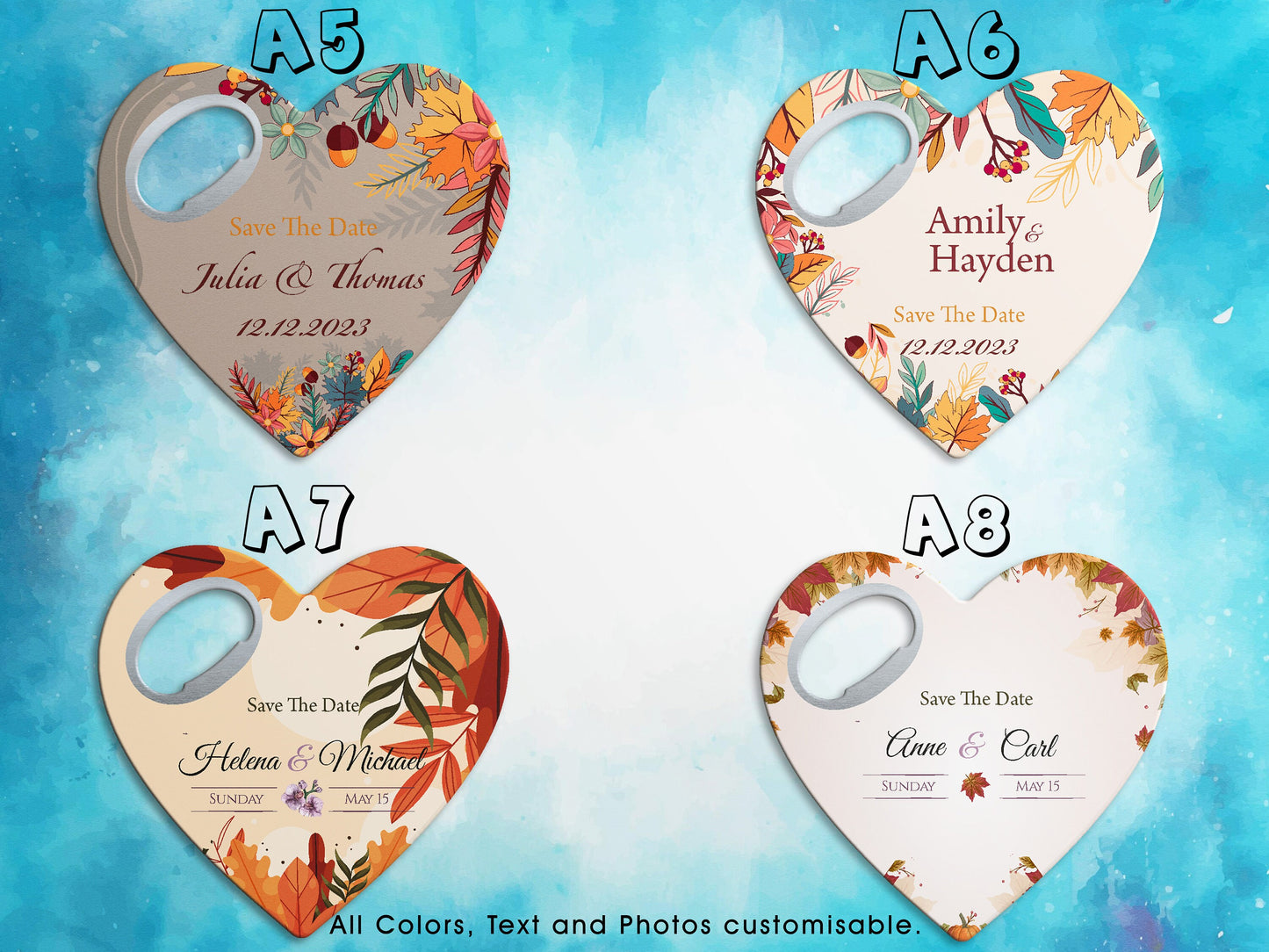 Fall Wedding Favors: Heart Bottle Opener Magnet, Personalized Keepsake - Image 3