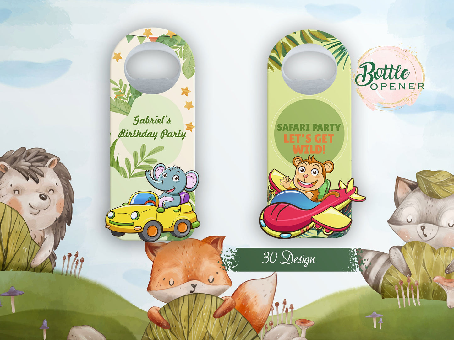 Safari Animals Bottle Opener Magnet: Jungle Baby Shower Favors - Image 1