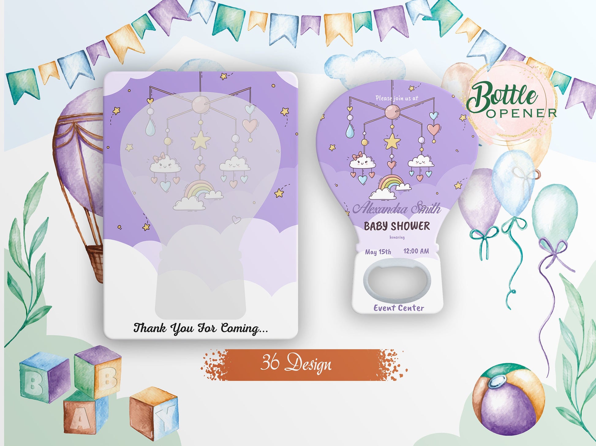 Balloon Magnet Bottle Opener: Personalized Baby Shower Favors - Image 1